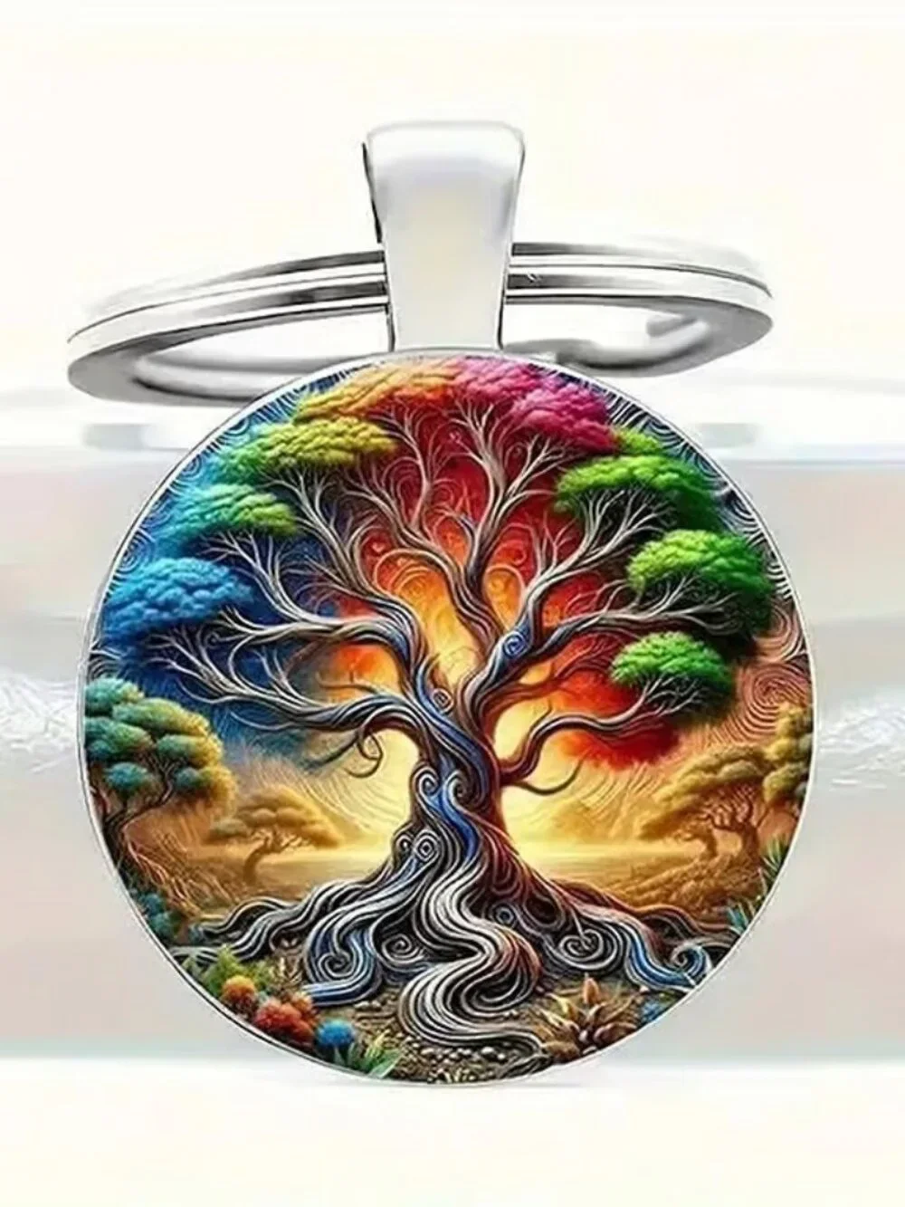 Stainless Steel TREE OF LIFE Keyring Keychain Accessory